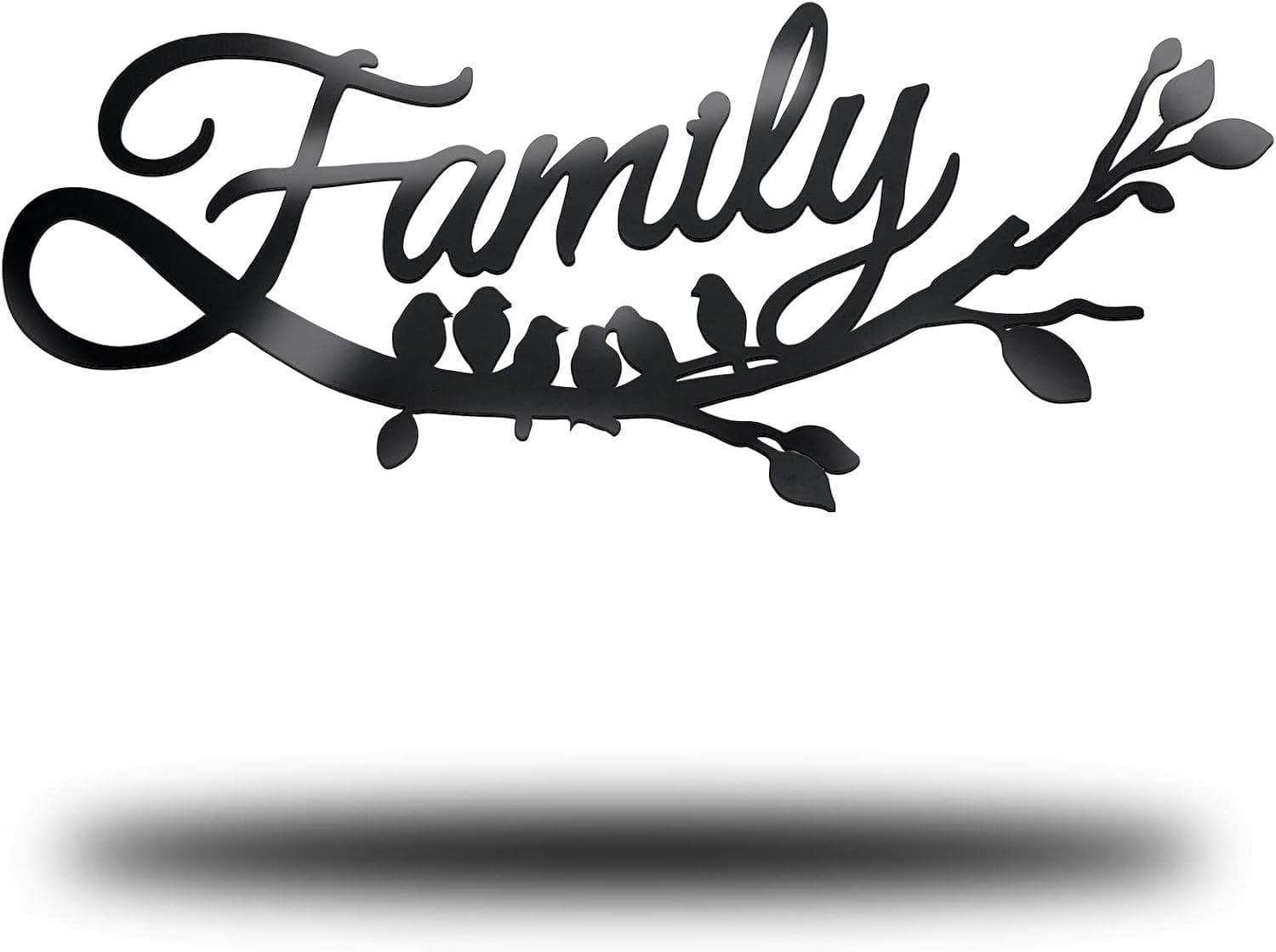 Family Wall Decor Metal Family Sign Cursive Word Family Wall Sign Black Iron Home Decor Wall Art Rustic Hanging Family Word Sign Country Home Decor for Home Dining Room Kitchen Door Decor (13 Inch)