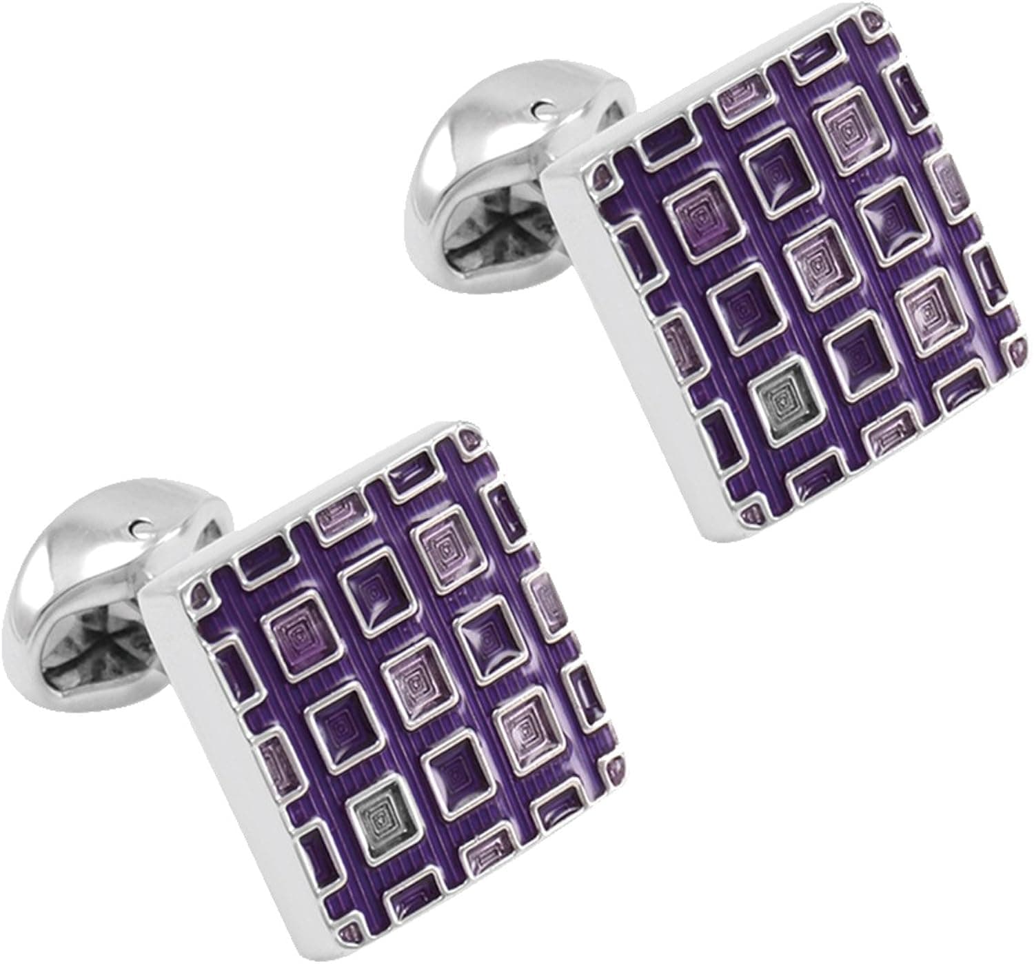 Men's Boutique Business French Blouse Purple Square Pattern Vintage Cufflinks
