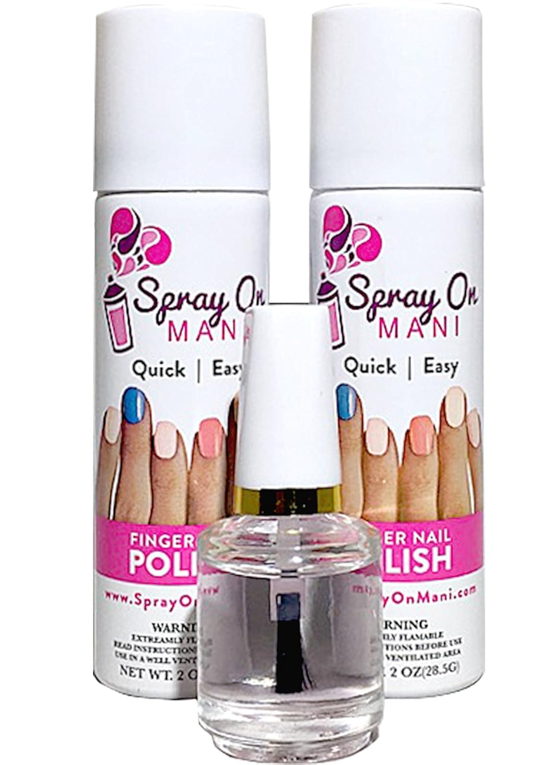 SprayOnMani - Spray On Nail Polish - FAST MANICURE - 3 PIECE SET - INCREDIBLE VALUE - BIG 2 OZ (Rose/Coral)