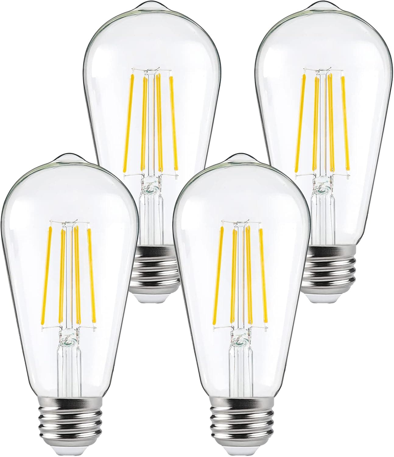 FAGUANGAO ST64 LED Dusk to Dawn Light Bulbs Outdoor,6W 60W Equivalent,2700K Warm White,650 Lumens E26 Edison Filament Photocell Sensor Bulb,Auto On/Off Vintage Bulbs for Porch,Patio,Garage,4 Pack