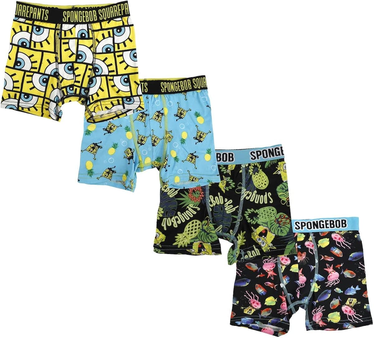 Spongebob Squarepants Pack of 4 Youth Boys Boxer Briefs