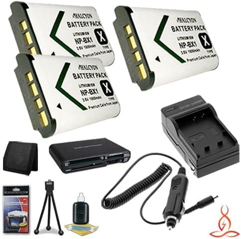 Three Halcyon 1800 mAH Lithium Ion Replacement NP-BX1 Battery and Charger Kit + Memory Card Wallet + Multi Card USB Reader + Deluxe Starter Kit for Sony HDR-PJ275 Full HD Handycam Camcorder and Sony NP-BX1