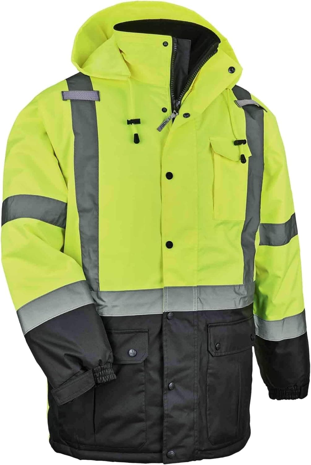 High Visibility Reflective Winter Safety Jacket, Insulated Parka, ANSI Compliant, Ergodyne GloWear 8384,Lime,Small