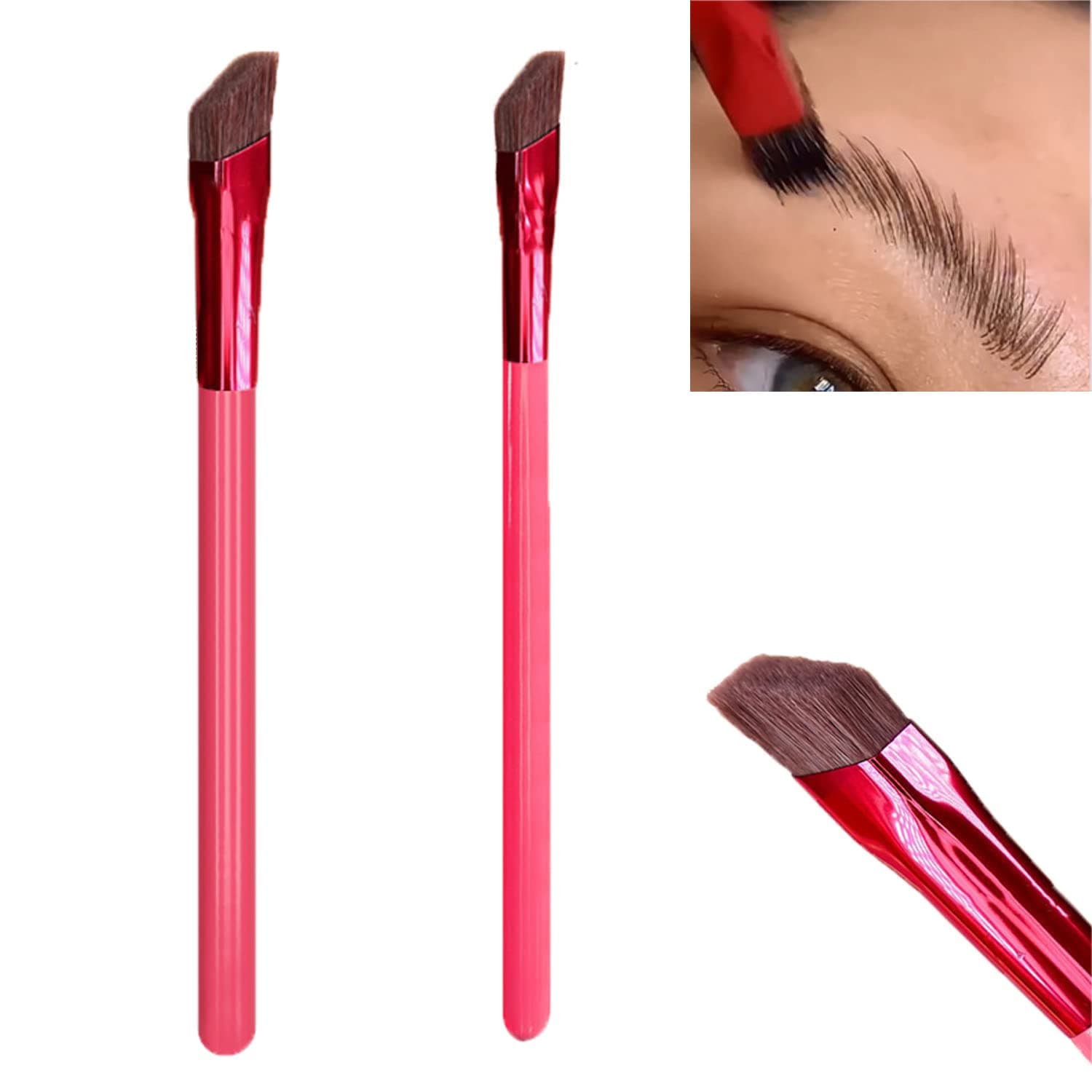 Multi Function Eyebrow Brush | 4D Hair Stroke Brow Stamp Brus | Brow Brushes for Eyebrows | Ultra Thin Angled Eyeliner Makeup Brush | Eyebrow Concealer Contour Brush (2 PCS）