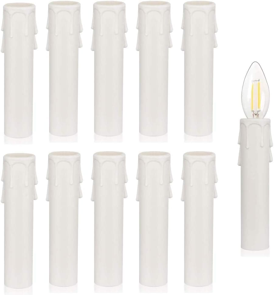 12Pcs 4"Tall Candle Socket Covers, Chandelier Candle Sleeves Parts, White Candle Covers Sleeves Chandelier Socket Covers, Chandeliers Base,Flame Retardant Materials