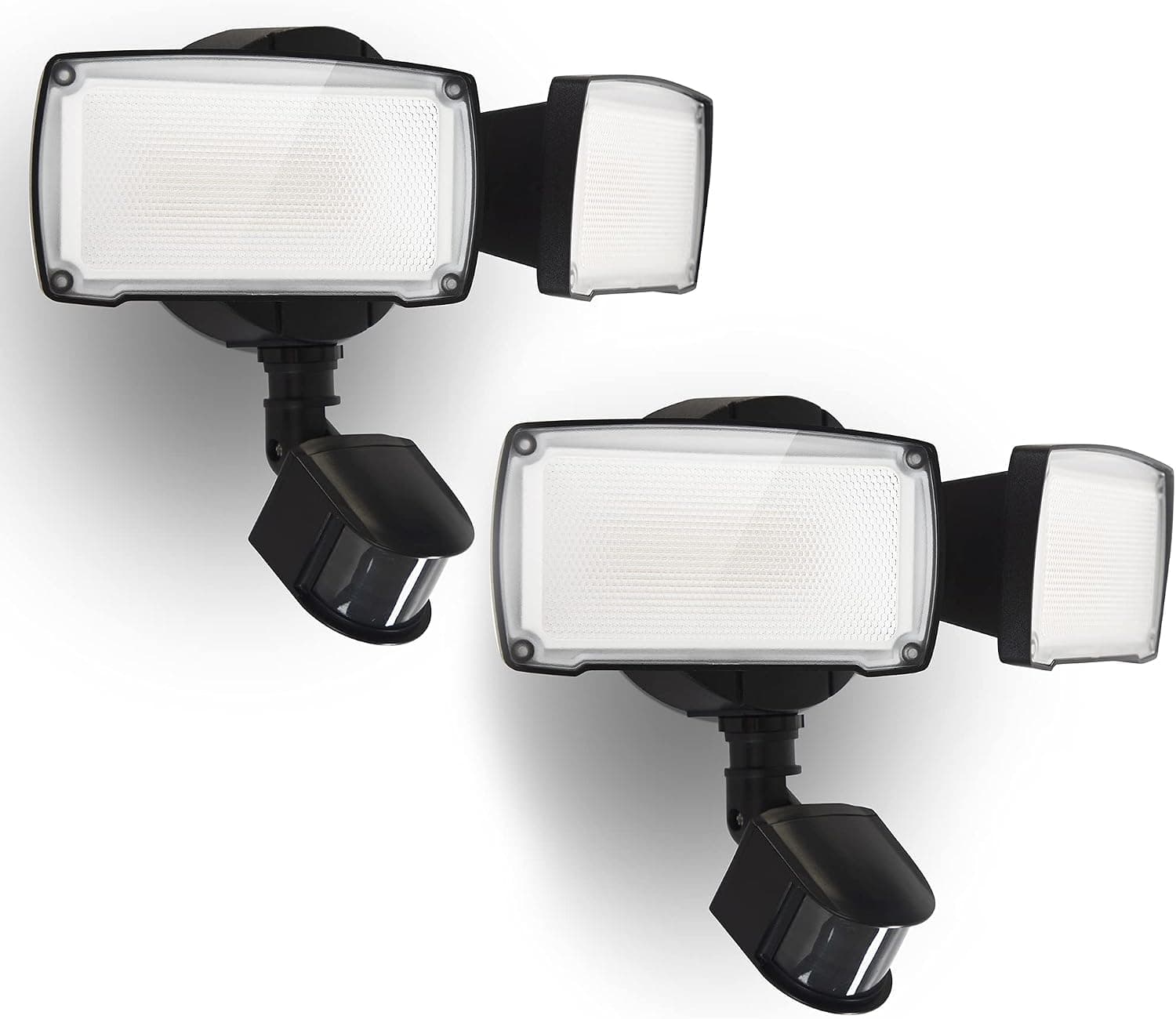 2 Pack UME 17W LED Security Light Motion Sensor Outdoor, 2 Adjustable Head, 2000LM, 5000K, IP65 Waterproof, Dusk to Dawn Flood Light with Photocell for Garage,Yard,Exterior,Entryways (Black)