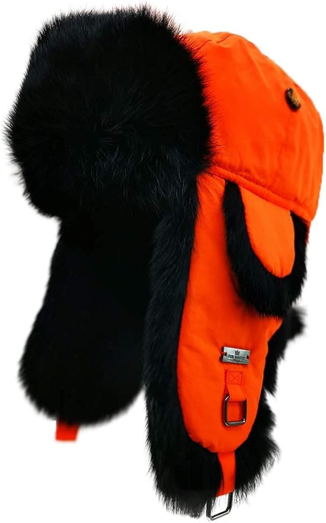 FUR WINTER Taslon Rabbit Fur Aviator Outdoor Trapper Trooper Pilot Ski Hat Winter Windproof Unisex Earflap Cap for Man/Women