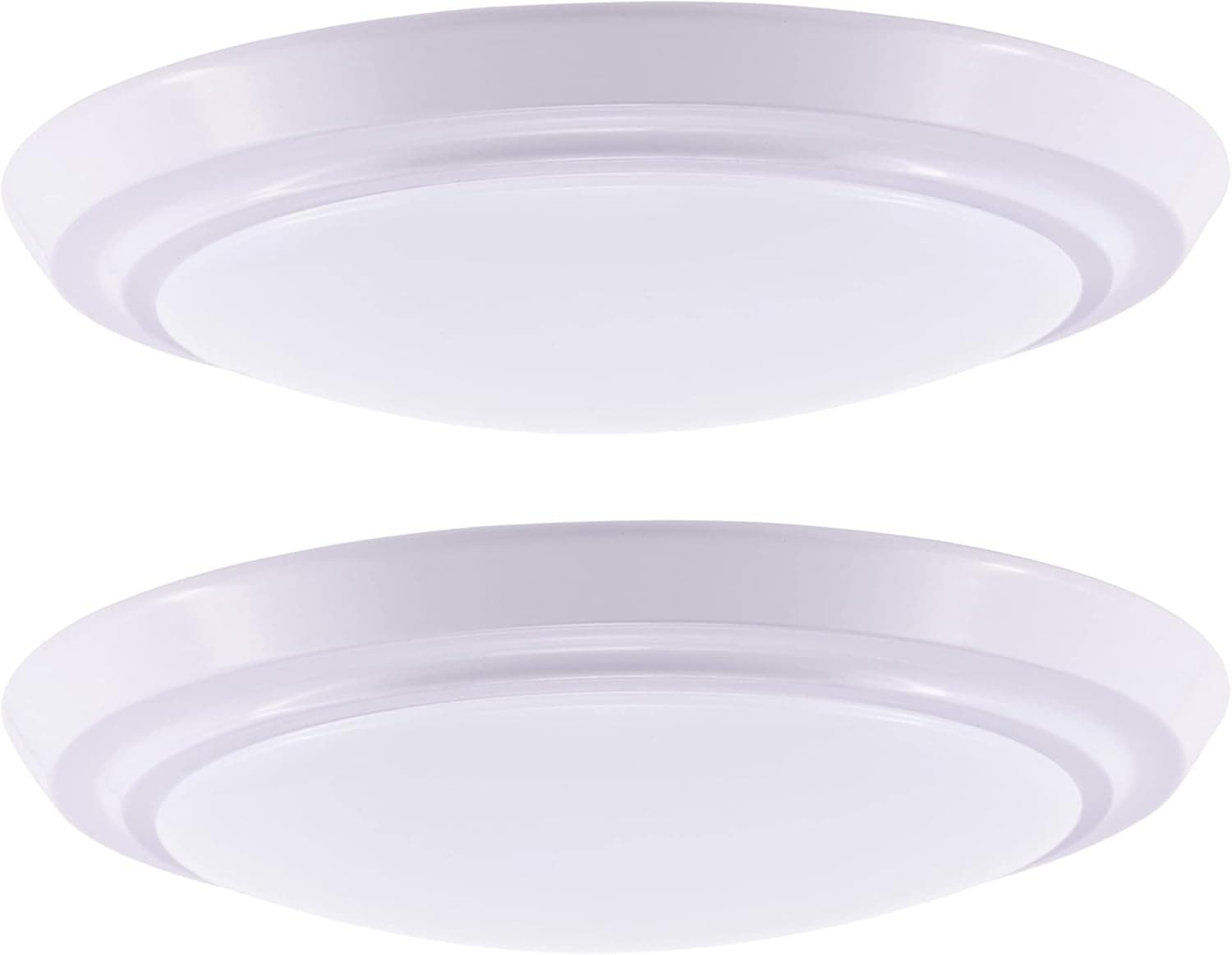 GRUENLICH LED Flush Mount Ceiling Lighting Fixture, 7 Inch Dimmable 12W, 750 Lumen, Aluminum Housing, ETL and Damp Location Rated, 2-Pack, White Finish-5000K