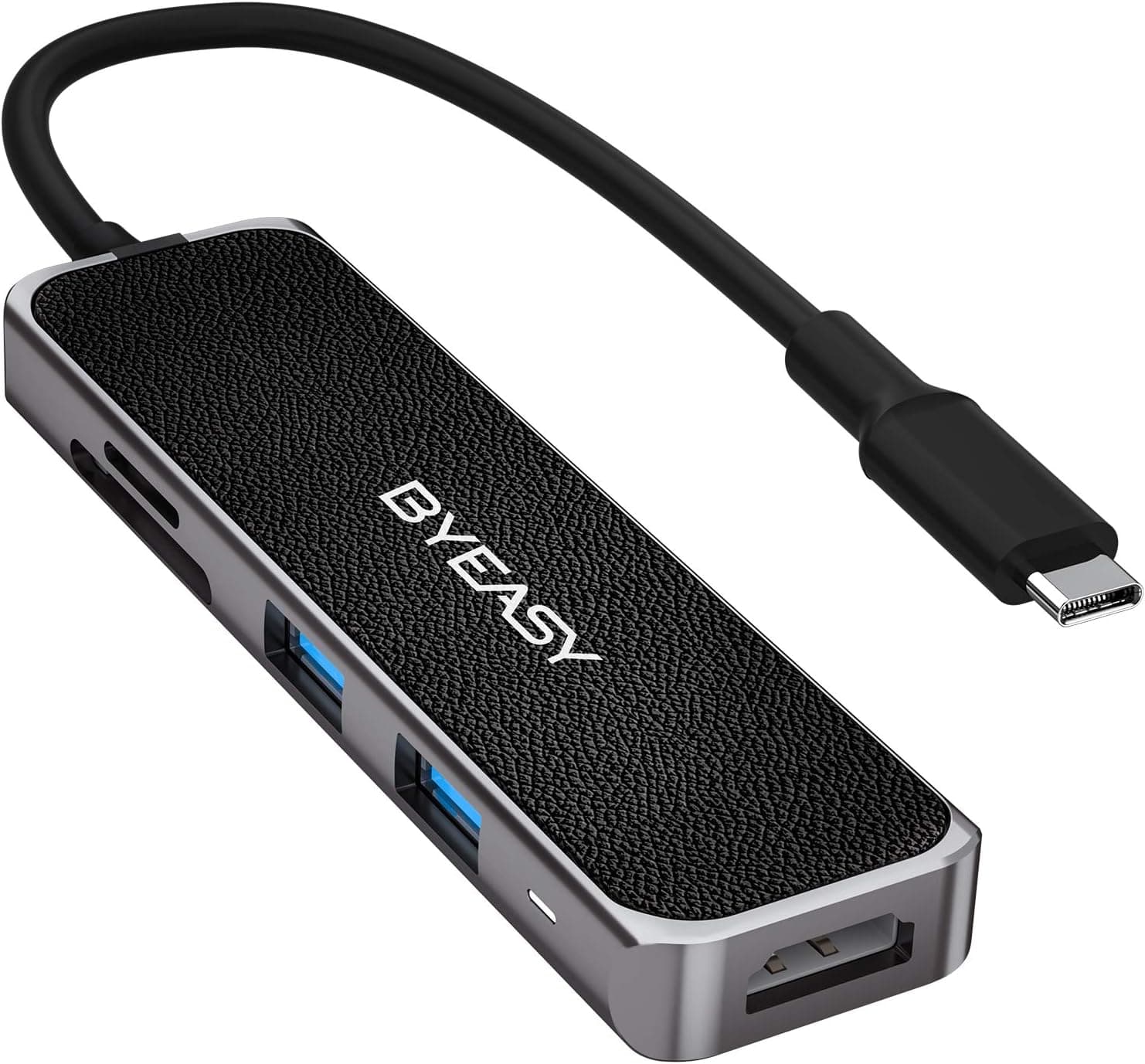 USB C Hub, BYEASY Zinc Alloy USB C Adapter Hub, with 4K HDMI Output, SD and microSD Card Reader, 2 USB 3.0 Ports for MacBook Pro 2019/2018/2017, iPad Pro 2019/2018, Pixelbook, XPS (UC-197)