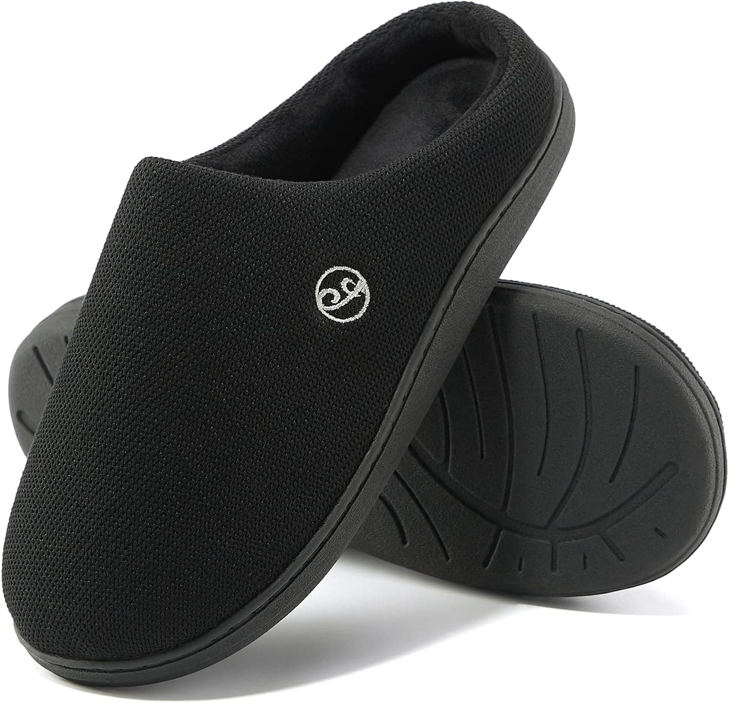 JETILAX Men's House Slippers, Memory Foam Bedroom Slippers for Men, Comfy Warm Shoes with Fuzzy Plush Lining for Indoor & Outdoor