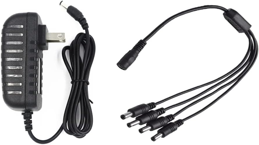 [Updated Version] Lile2Liwn Camera Power Adapter with 4-Way Power Splitter for CCTV Home Security Camera Surveillance System