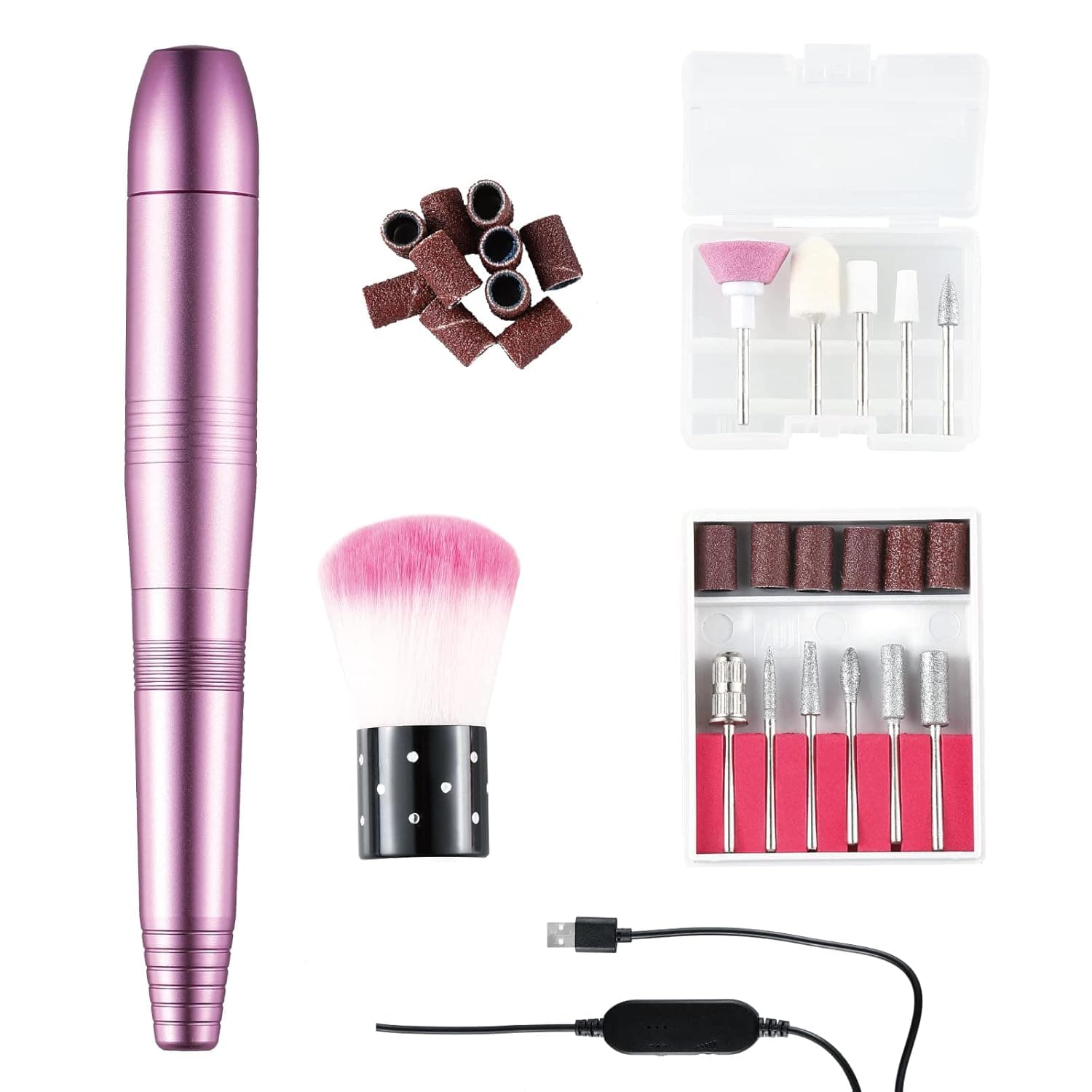 TinboBeauty Portable Electric USB Nail Drill for Acrylic Nails Professional, 20000rpm Nail Drill Machine with Nail Drill Bits, Sanding Bands and Nail Brush.