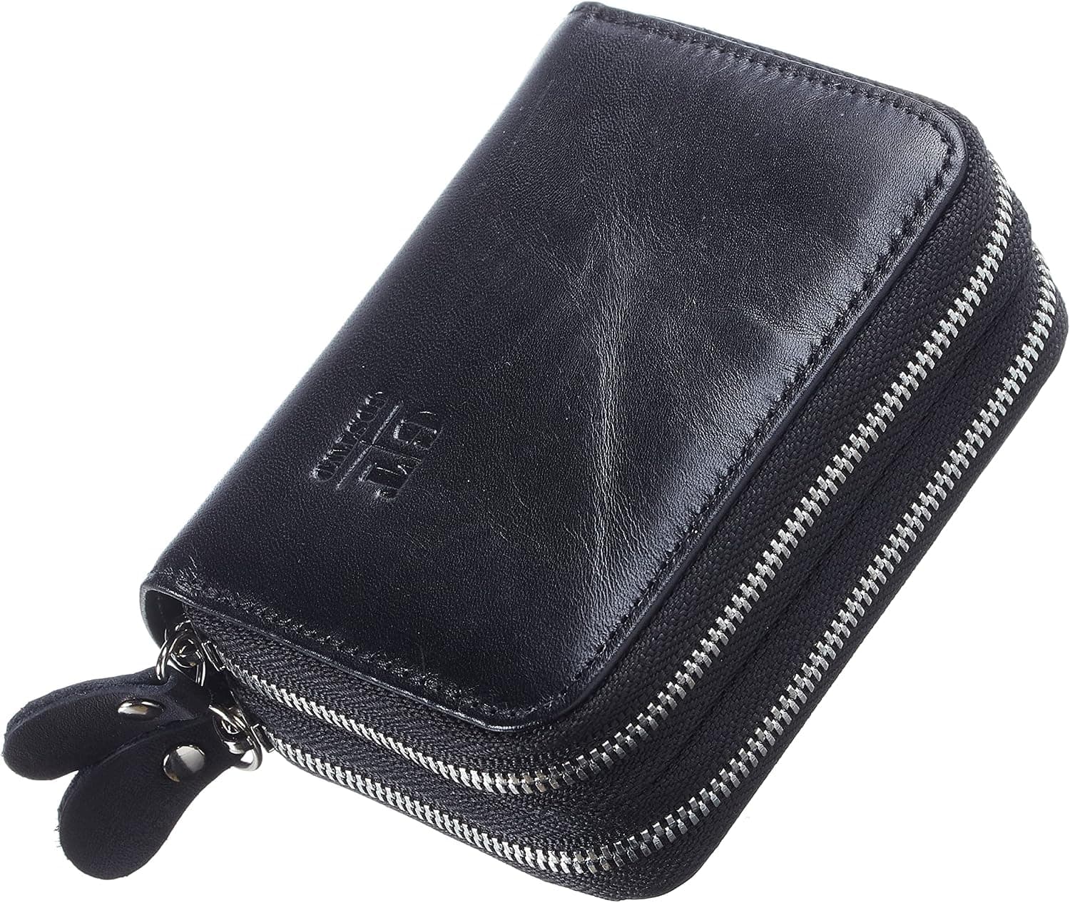 Gostwo Genuine Leather Credit Card Holder with Zipper Womens Card Case RFID Blocking with Zip Around Wallet