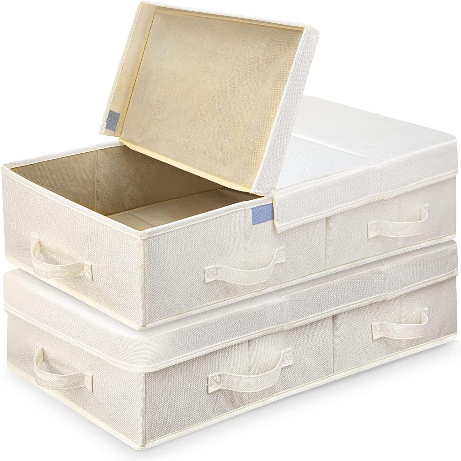 Anyoneer Under Bed Storage Bins With Lids 28" x 16" x 5.8" Beige