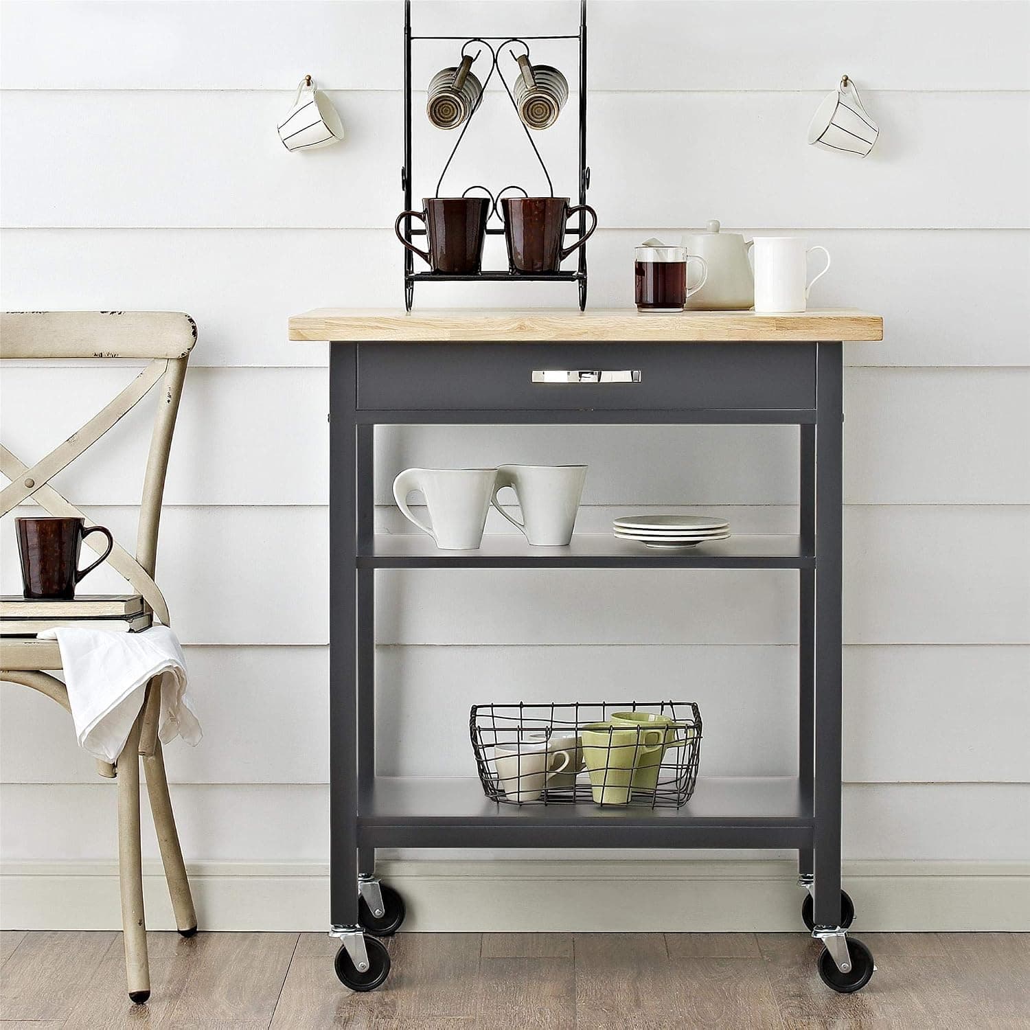 Dorel Living Hogan Multifunction, Gray Kitchen Carts,