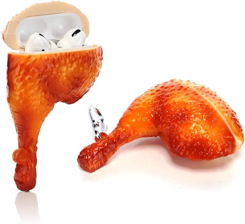 LEWOTE Airpods Pro Silicone Case Funny Cute Cover Compatible for Apple Airpods Pro[Simulation Food Series][Best Gift for Kids Friends Boys Girls] (Chicken Leg)