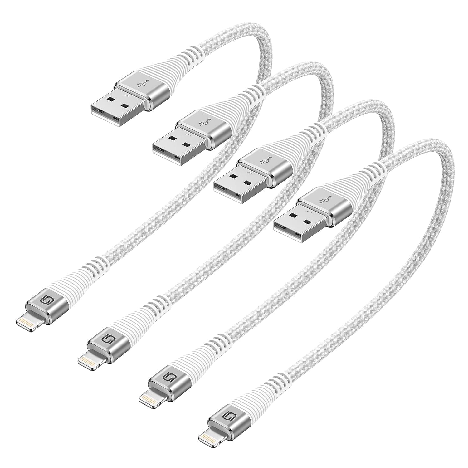 iPhone Charger Cord Short, Lightning Cable 1ft, 4Pack USB to Lightning Cable [MFi Certified] 1 foot Braided Small Charging Cable Compatible with iPhone 14 13 12 11 Pro Max Mini XS XR 8 7 6s SE, iPad