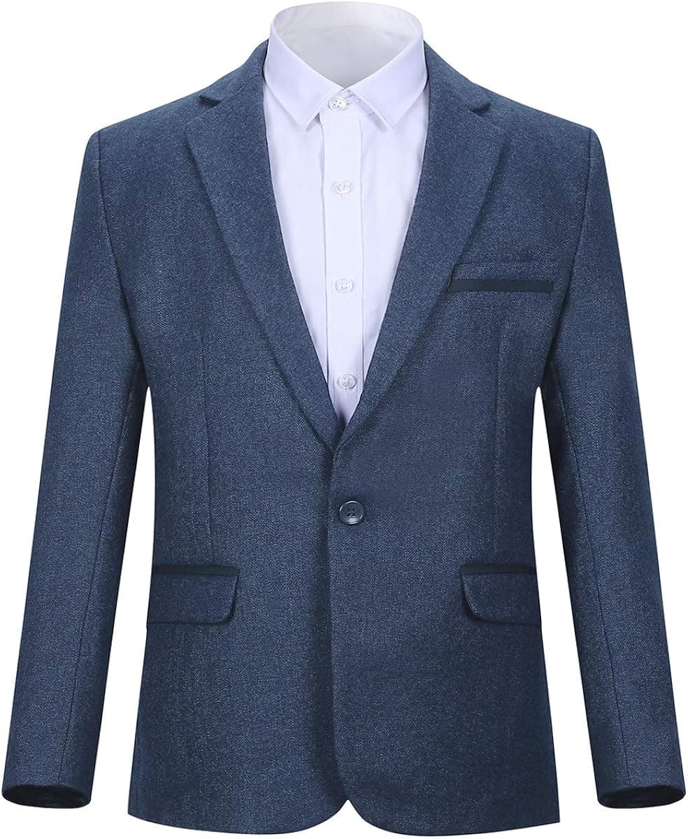Boys Formal Blazer Slim Fit Single Breasted Solid Colors