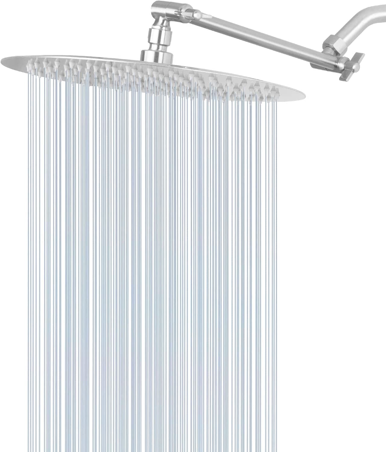 Rain Shower Head with 11'' Adjustable Arm, NearMoon High Pressure Stainless Steel Rainfall Showerhead, Ultra-Thin Design- Pressure Boosting, Awesome Shower (12-Inch Shower Head with Arm, Nickel)