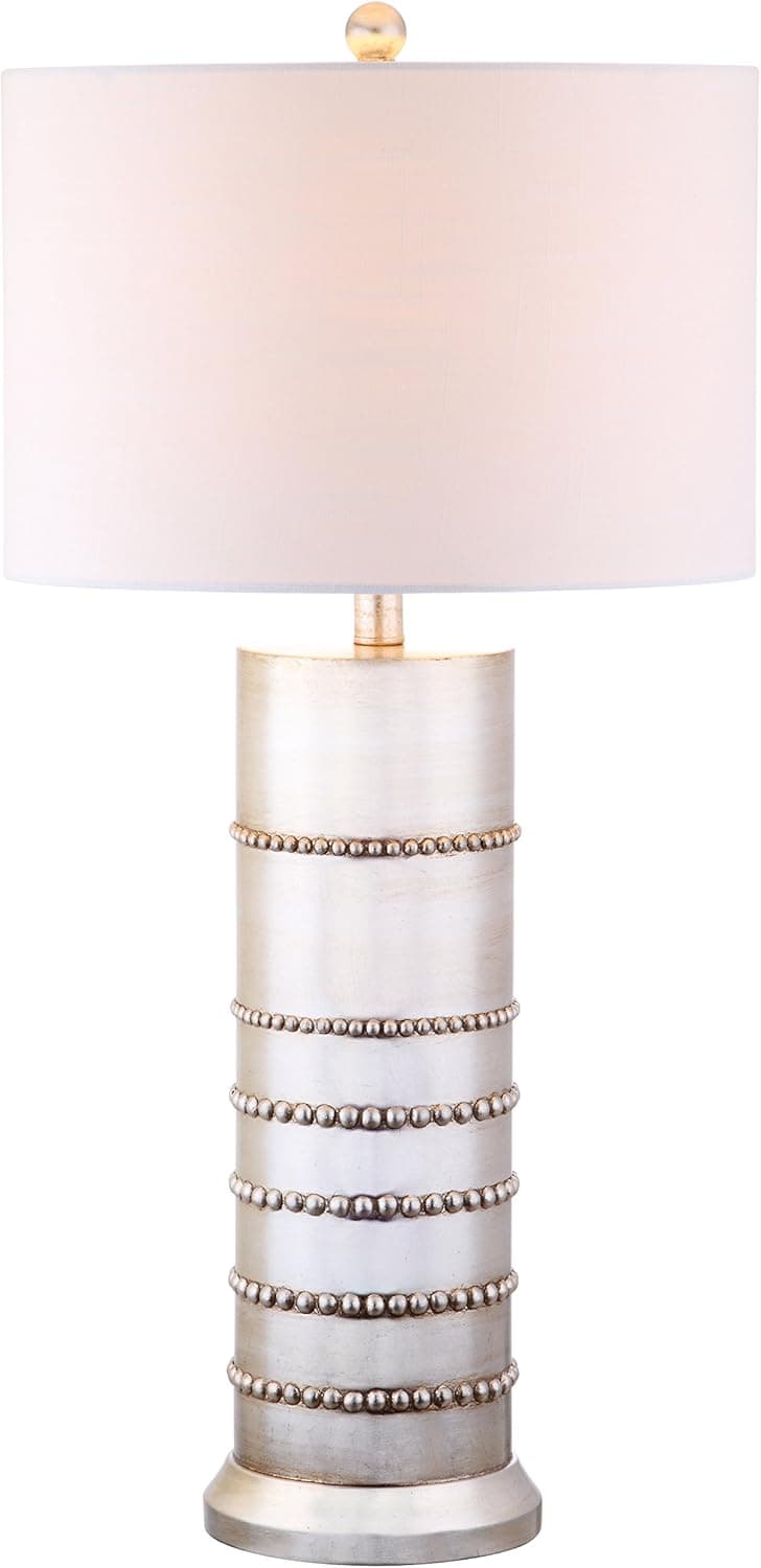 JONATHAN Y JYL1012A Evelyn 31" Resin LED Table Lamp Modern Contemporary Rustic Glam Bedside Desk Nightstand Lamp for Bedroom Living Room Office College Bookcase LED Bulb Included, Silver