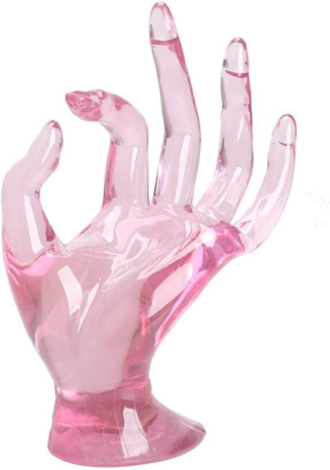 GrmeisLemc Desktop Decor OK Gesture Design Mannequin Hand Bracelet Ring Watch Display Stand Jewelry Holder Prop Ornament - Pink