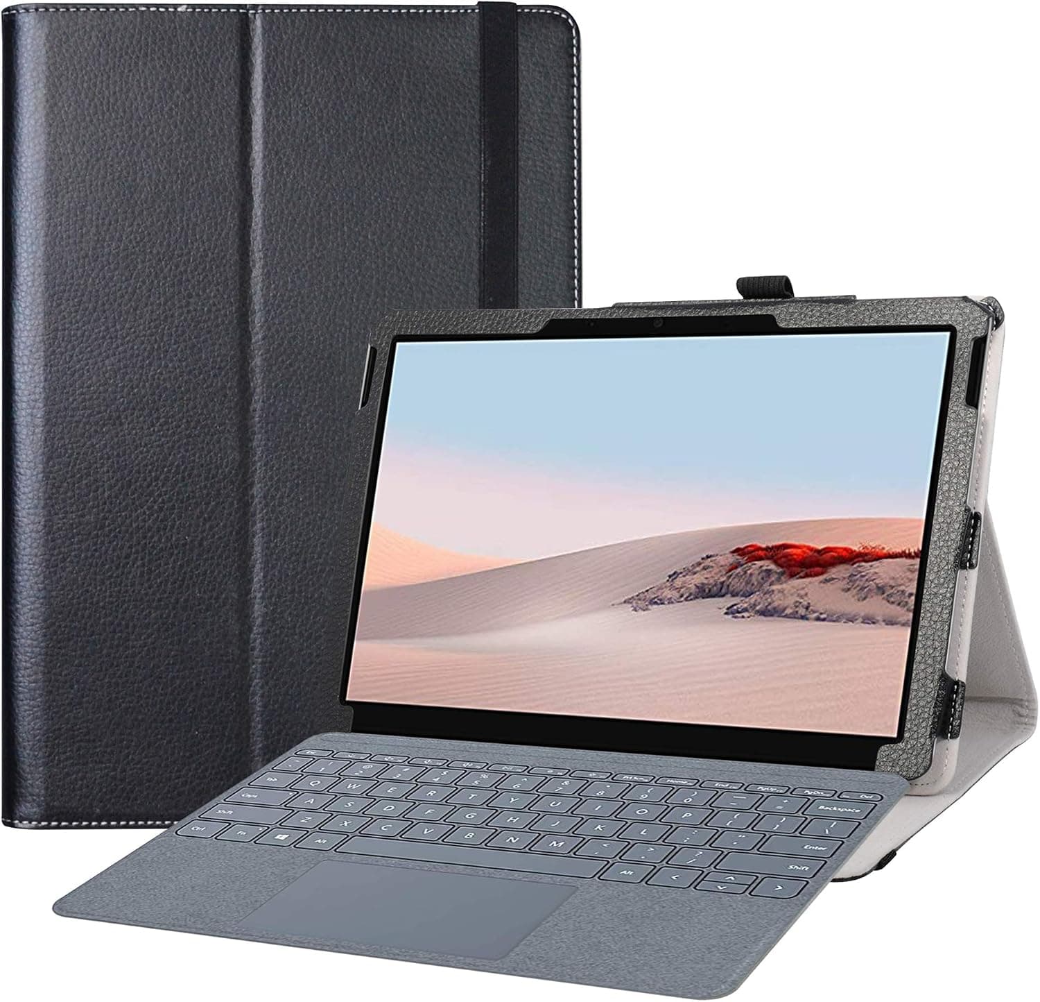 Bige for Microsoft Surface Go 3 Case,PU Leather Folio 2-Folding Stand Cover Case for 10.5 Inch Surface Go 3 2021 /Surface G0 2 2020/10 Inch Surface Go 2018 Tablet,Black
