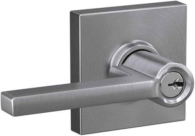 SCHLAGE F51A LAT 626 COL Latitude Lever with Collins Trim Keyed Entry Lock, Satin Chrome