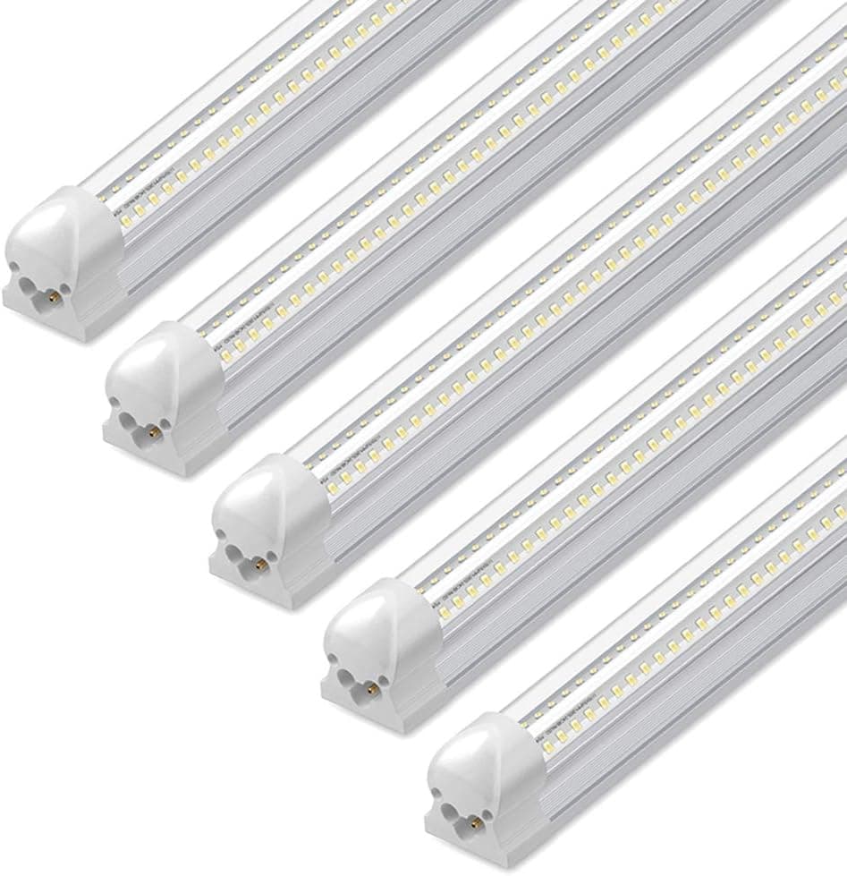 LED Shop Lights Fixture, V-Shape Integrated Fixture, T8 Light Tube, LED Bulbs for Garage, Warehouse, Plug and Play … (6500K(Bright White), 8Ft-72W-7500LM-8PACK)