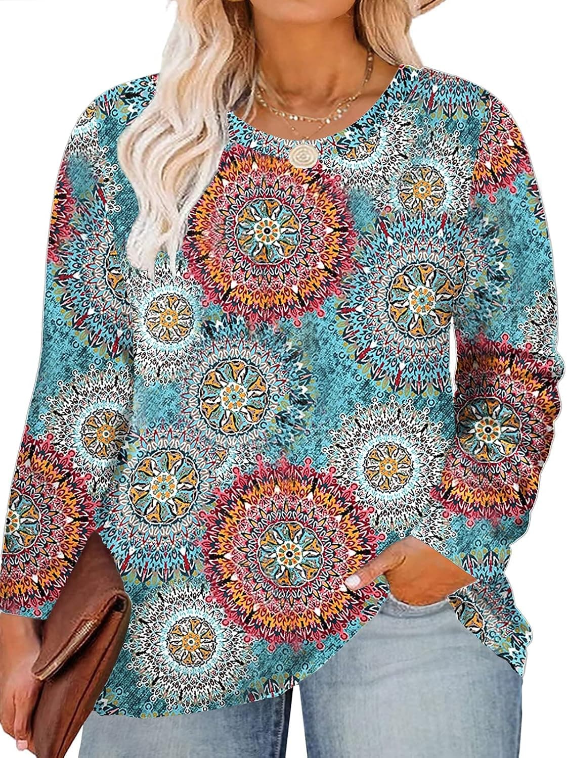 VISLILY Plus-Size Tops for Women Long Sleeve Casual Loose Shirts