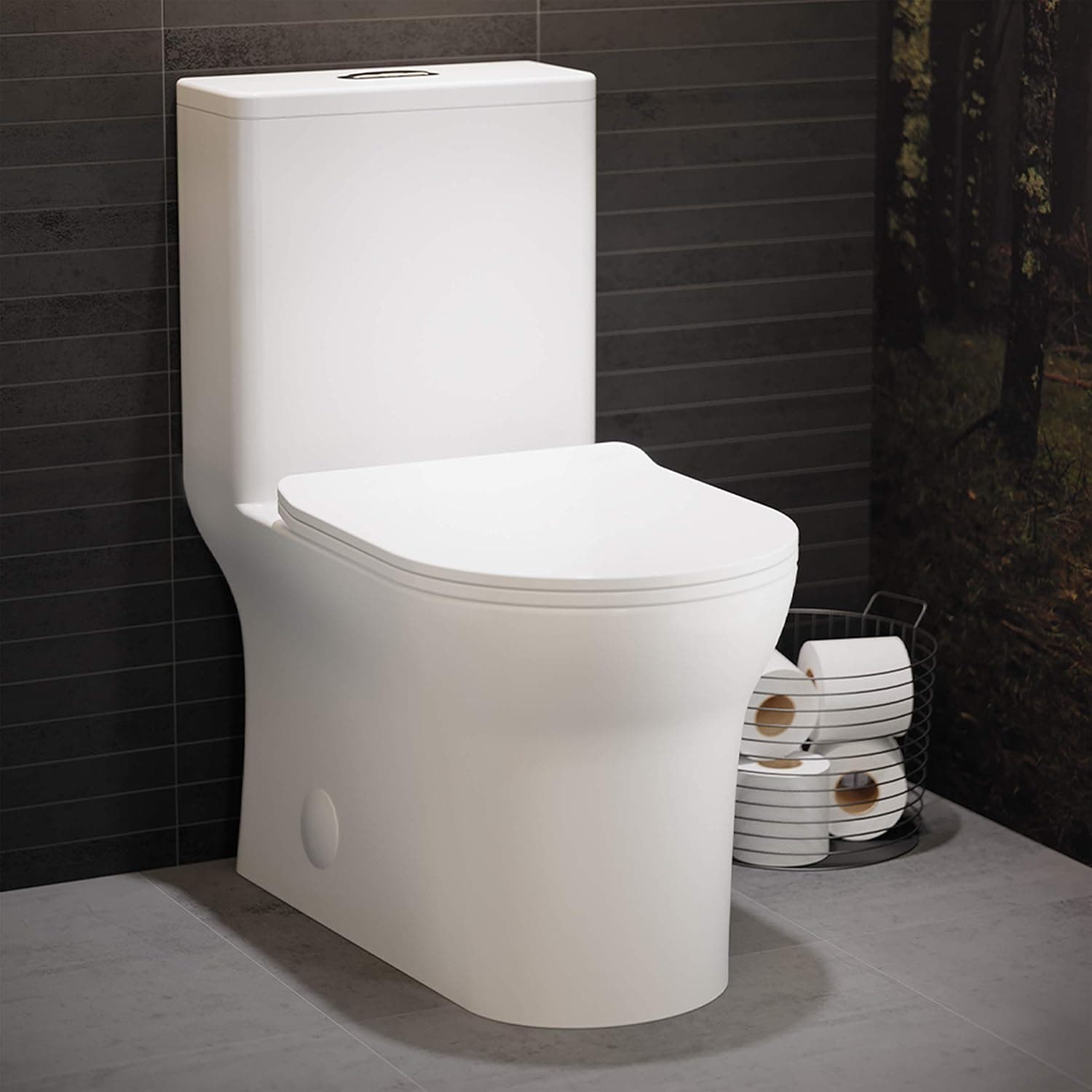 Swiss Madison Well Made Forever SM-1T111 Burdon One Piece Square Toilet Dual Flush 0.8/1.28 gpf, Glossy White