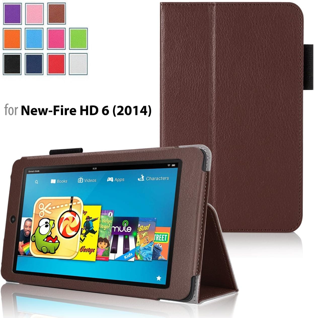 Elsse Case for Fire HD 6 Premium Folio Case with Stand for Fire HD 6 (Oct, 2014 Release) - Brown