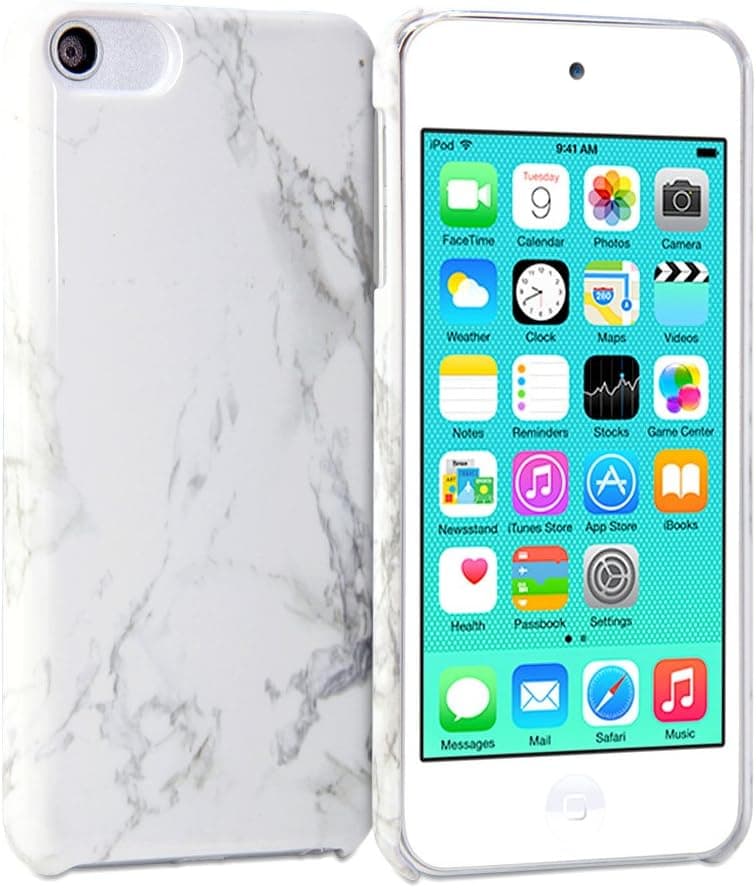 GMYLE iPod Touch 6 Case, Snap Cover Glossy for iPod Touch 6th Generation – White Marble Pattern Slim Hard Back Case