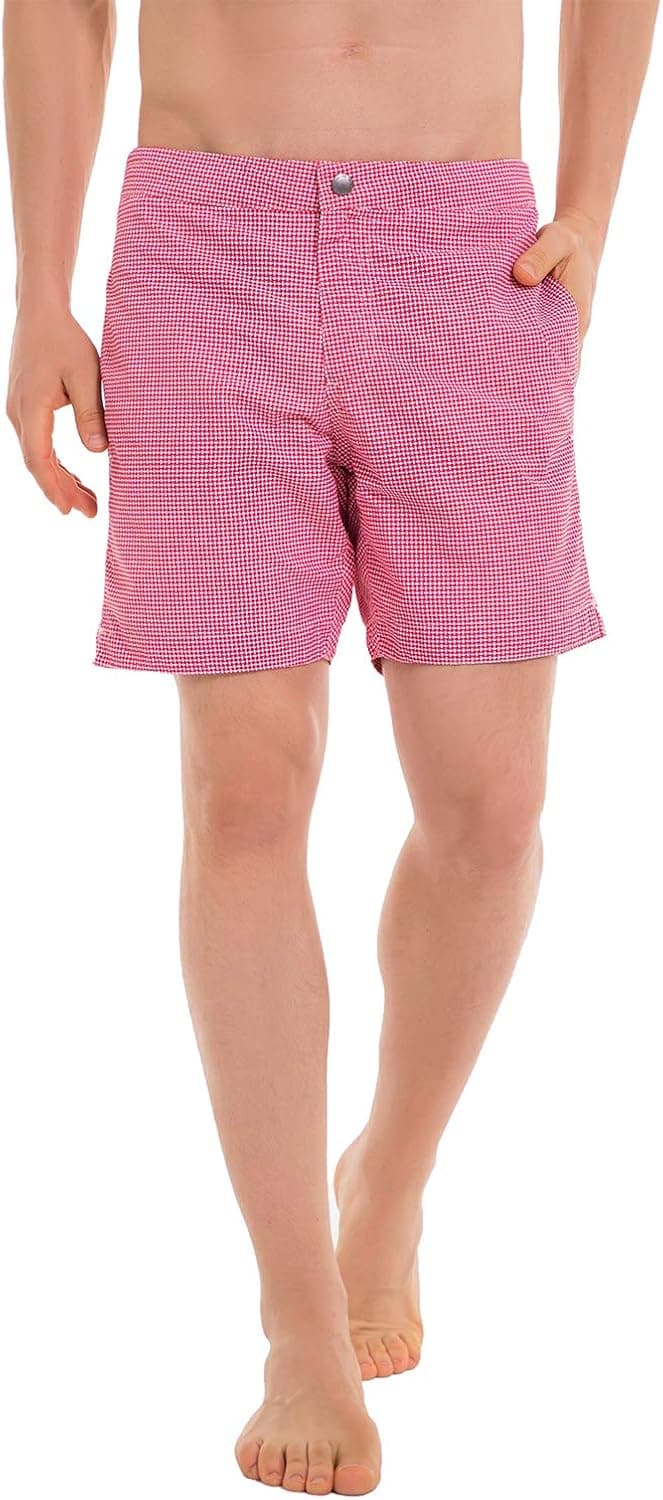 YalayMceeg Mens Swim Trunks Quick Dry Beach Shorts with Premium Zipper Pockets Full Mesh Liner Design Casual Shorts