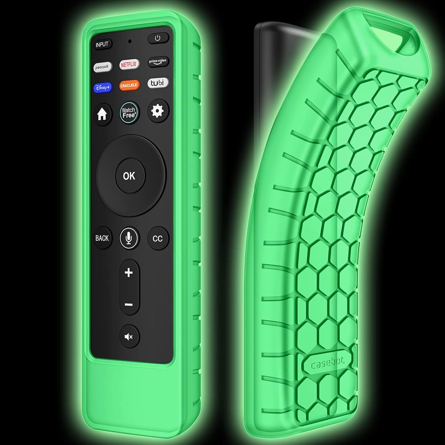 Fintie Silicone Case for Vizio XRT260 Voice Remote Control 2023/2021, Honey Comb Anti-Slip Shockproof Cover for VIZIO XRT260 4K UHD HDR Smart TV Remote, Green-Glow in The Dark