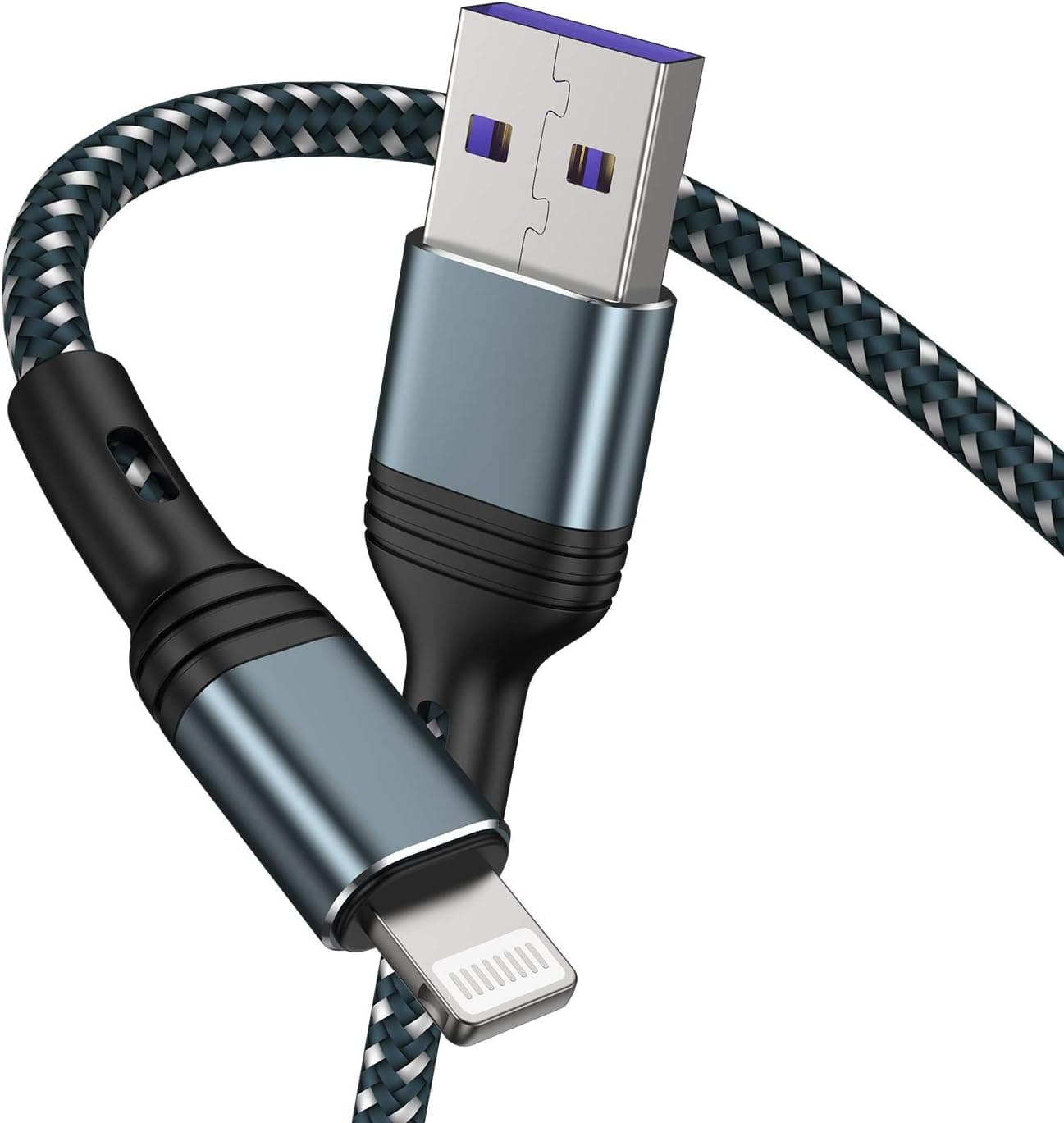 iPhone Charger 6 feet 2Pack,Long Lightning Cable 6ft,Nylon Braided Fast Charging Cord for Apple MFi Certified iPhone 13/12/11/Pro/Pro Max/SE/XS/XS Max/XR/X/8/8 Plus/iPad(Grey)