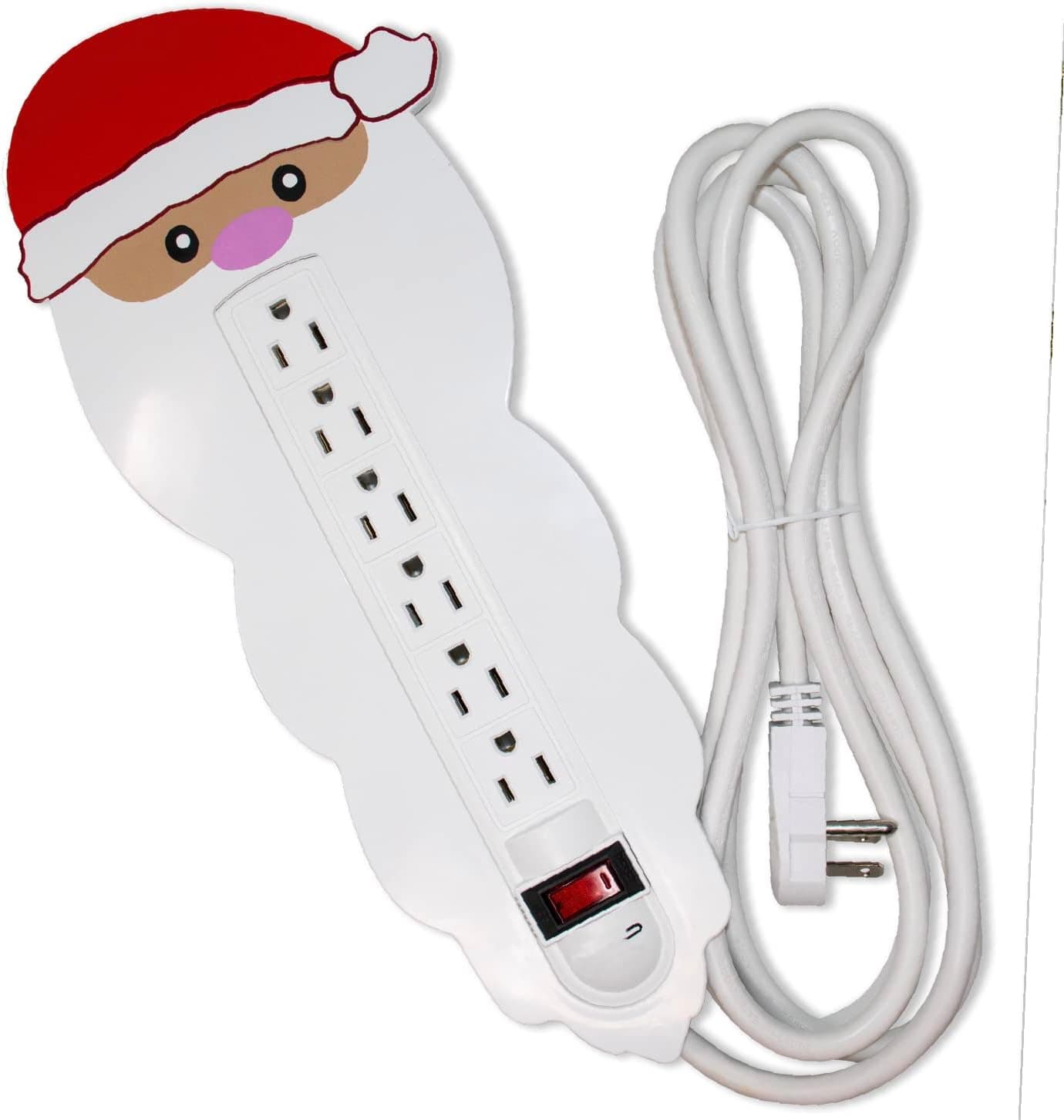 Digital Energy Christmas Santa 6 Outlet Extra Long Power Strip Surge Protector for Holiday Decorations, Christmas Trees, 25 FT, ETL Listed