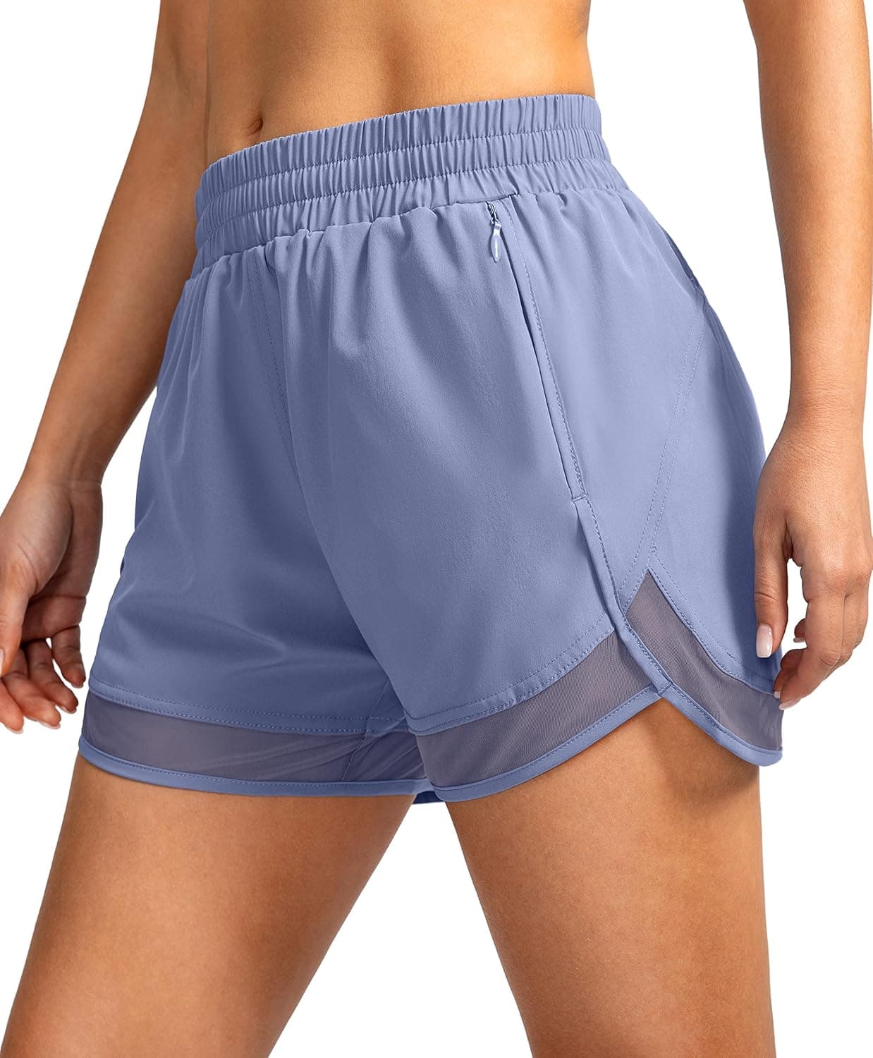 Gragas Women's Running Shorts with Zipper Pockets High Waisted Quick Dry Athletic Workout Gym 3" Shorts for Women with Liner