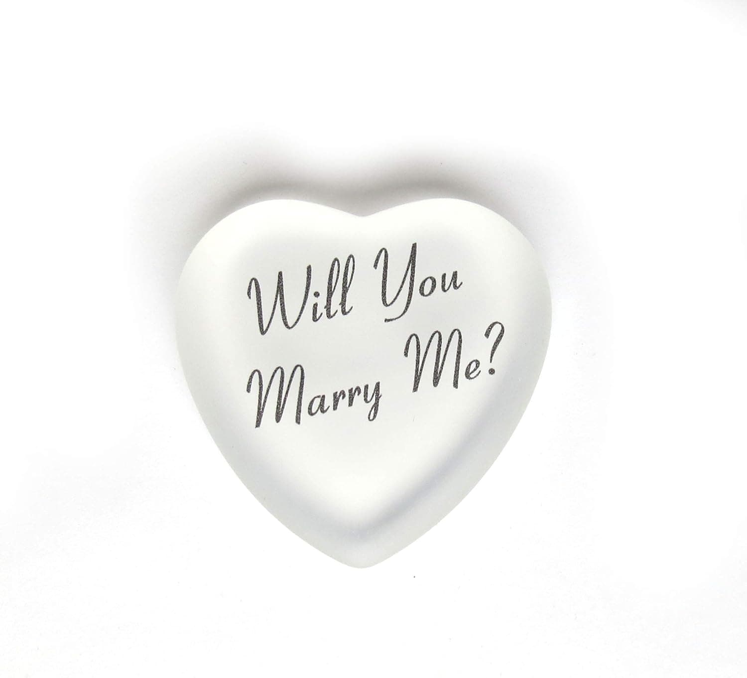 Lifeforce Glass Will You Marry Me? Glass Heart with Pouch, A Romantic Way to Pop the Question to your Beloved (white)