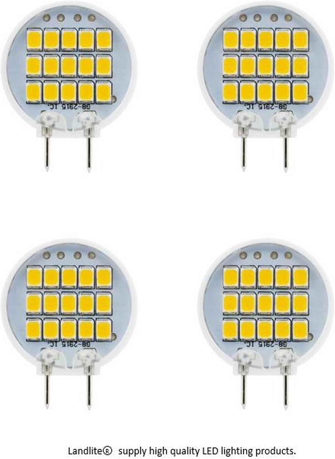 Landlite dimmable LED G8 Bulbs LED-G8-2018-2.2W 4PK for Puck Light (warmwhite 2.2Wx4PK)