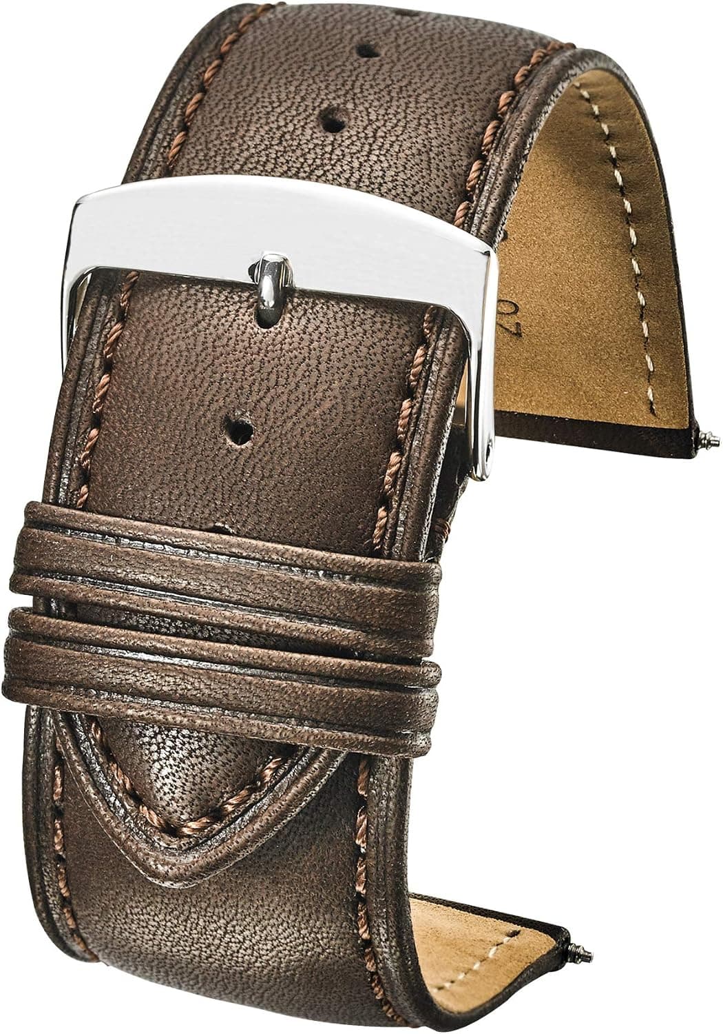 ALPINE Genuine leather watch band (fits wrist sizes 6 - 7 1/2 inch)- black, brown - 26mm, 28mm, 30mm