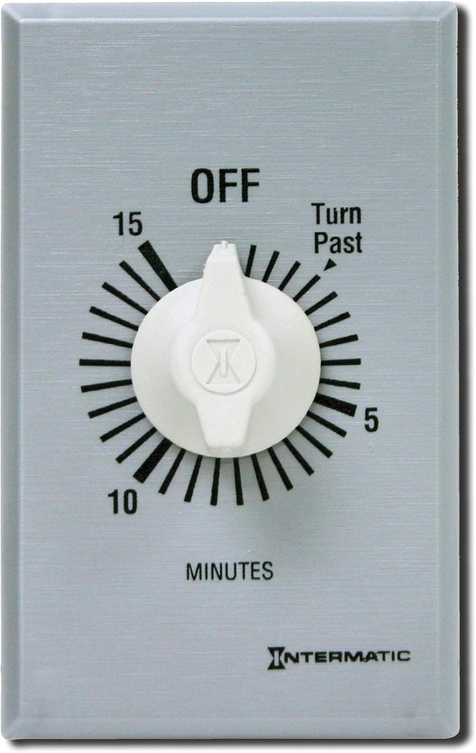 Intermatic FF415M 15-Minute Spring Loaded Wall Timer, Brushed Metal Finish