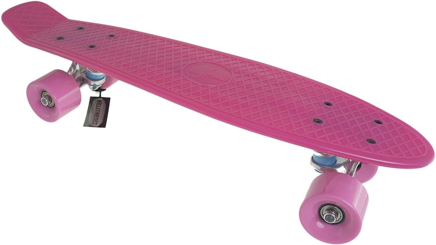 Blank Vinyl Plastic Cruiser Skateboard Complete W Penny Shrink Stereo-Sonic Tail Pink/Pink 22"