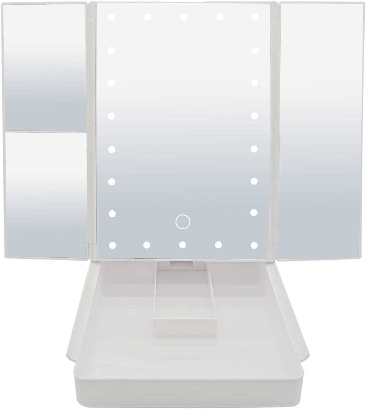 SKRFIRE Makeup Mirror,1x/2x/3x Magnification Trifold Makeup Mirror,Dual Power Supply,180° Rotation Portable Beauty Mirror,Touch Screen Cosmetic Mirrors.