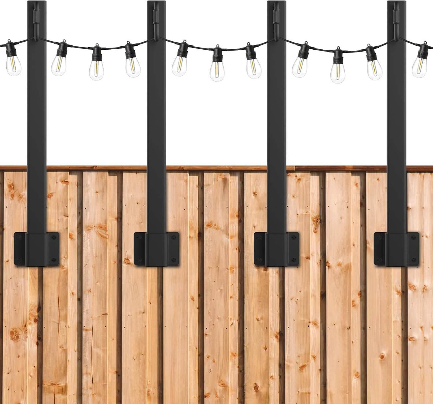 AILBTON 4 Pack 1.3 Ft Suspension Outdoor String Light Poles,Light Poles for Outside String Lights Hanging,with Clip and Holder,Light Post Mounting Stand for Patio Fence Wall Garden Backyard Deck