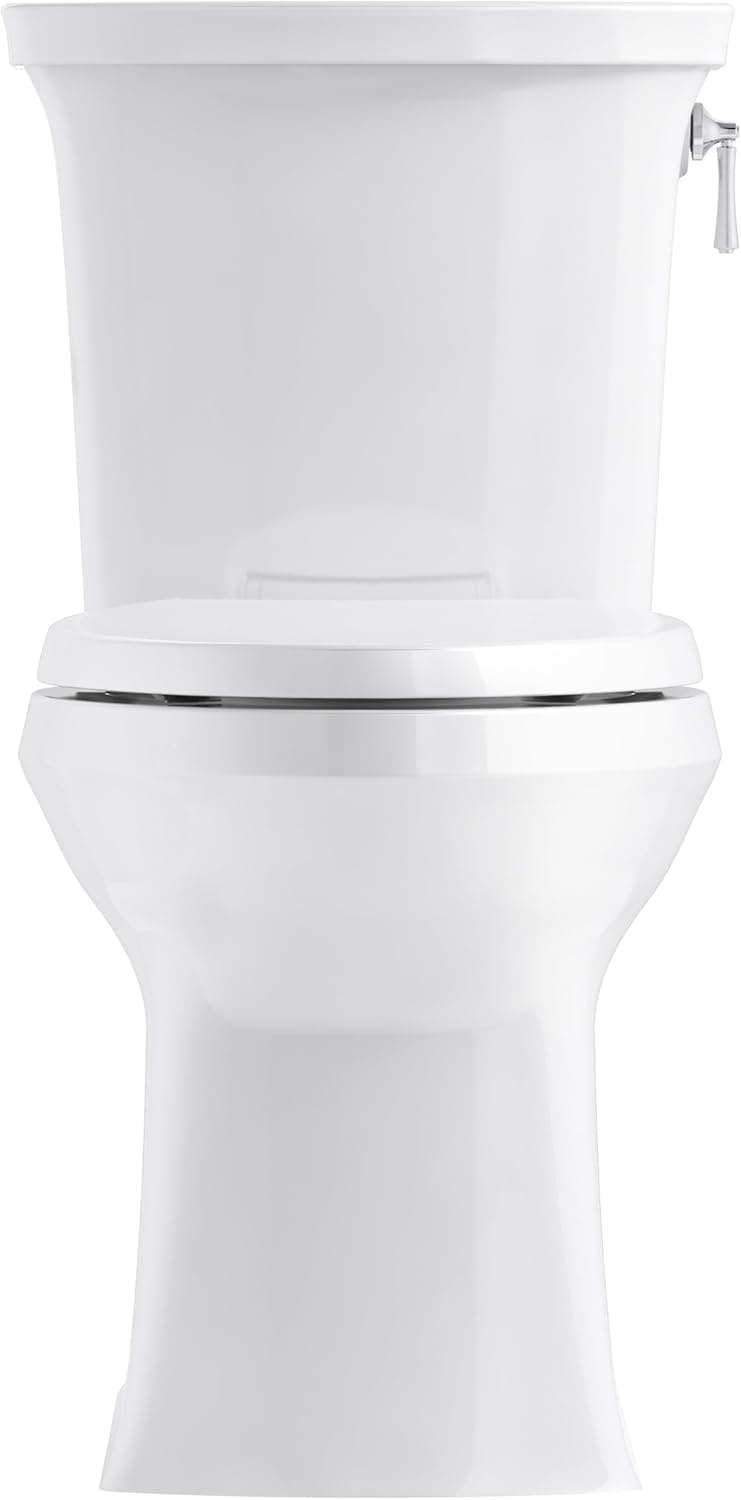 KOHLER 3814-RA-0 Two (TM) Corbelle Comfort Height(R) Elongated 1.28 gpf Toilet with Skirted trapway and Revolution 360 Swirl Flushing Technology and Right-Hand Trip Lever (2 Piece), White