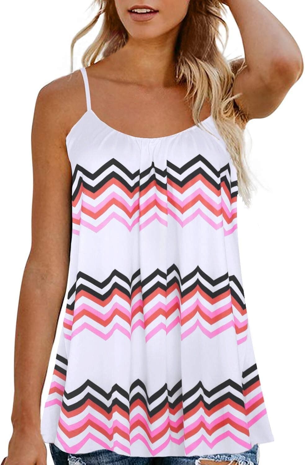 Plus Size Tank Tops for Women Spaghetti Strap Cami Tunic Blouses (2X, White0)