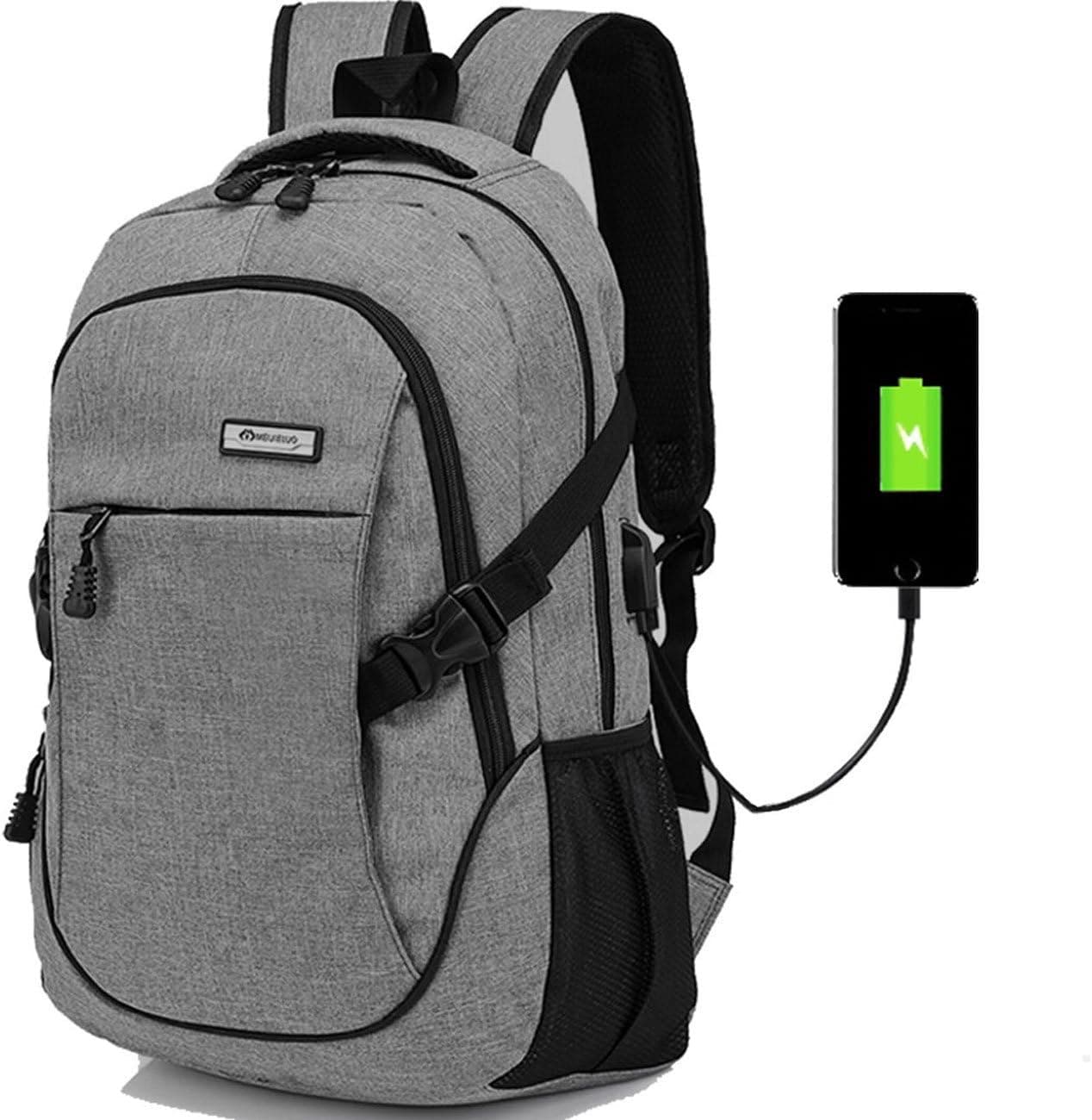 Doingbag Unisex-Adult Hiking Laptop Backpack USB Charging Port Waterproof Camping Outdoor Rucksack, Grey