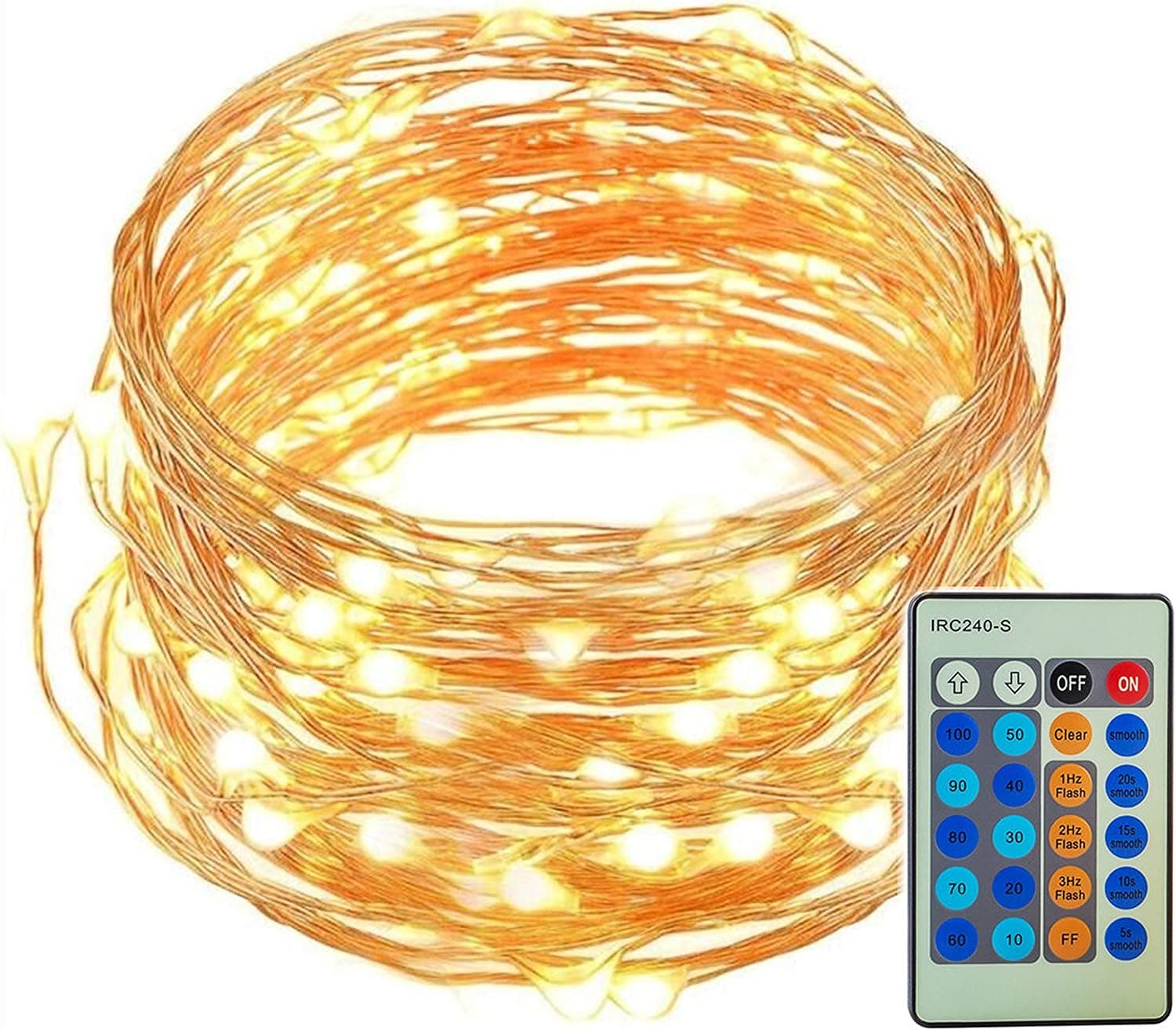 FIGROL LED String Lights with Remote Control 33ft with 100 LEDs Dimmable String Lights for Bedroom, Patio, Indoor/Outdoor Waterproof Christmas Lights for Birthday, Wedding,Party(Warm White)