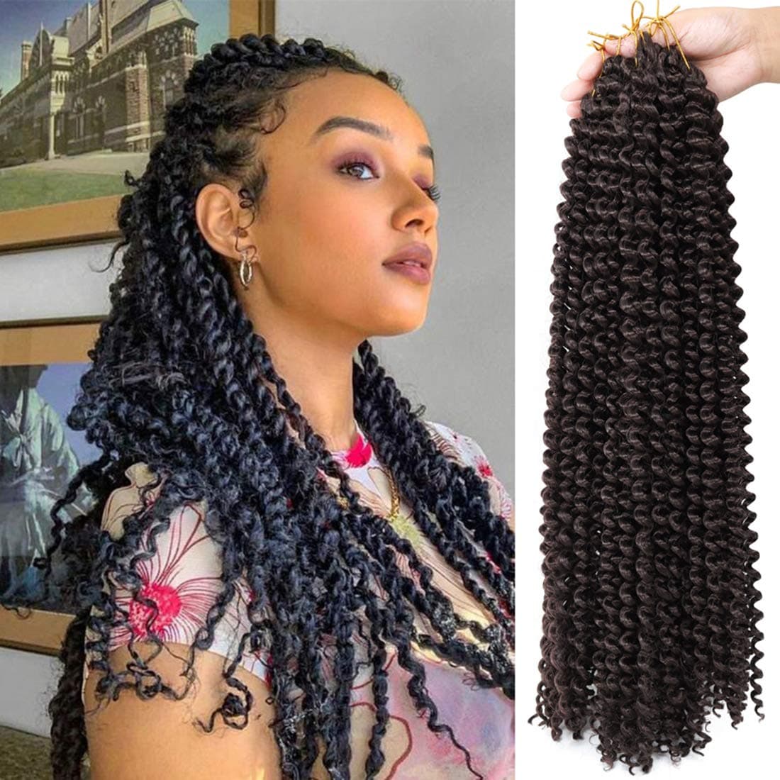 Passion Twist Hair 24 Inch 8 Packs/Lot Water Wave Crochet Hair Passion Twists Long Bohemian Hair Passion Twist Crochet Hair Synthetic Braiding Hair Extensions(24 Inch-8pack, 4#)