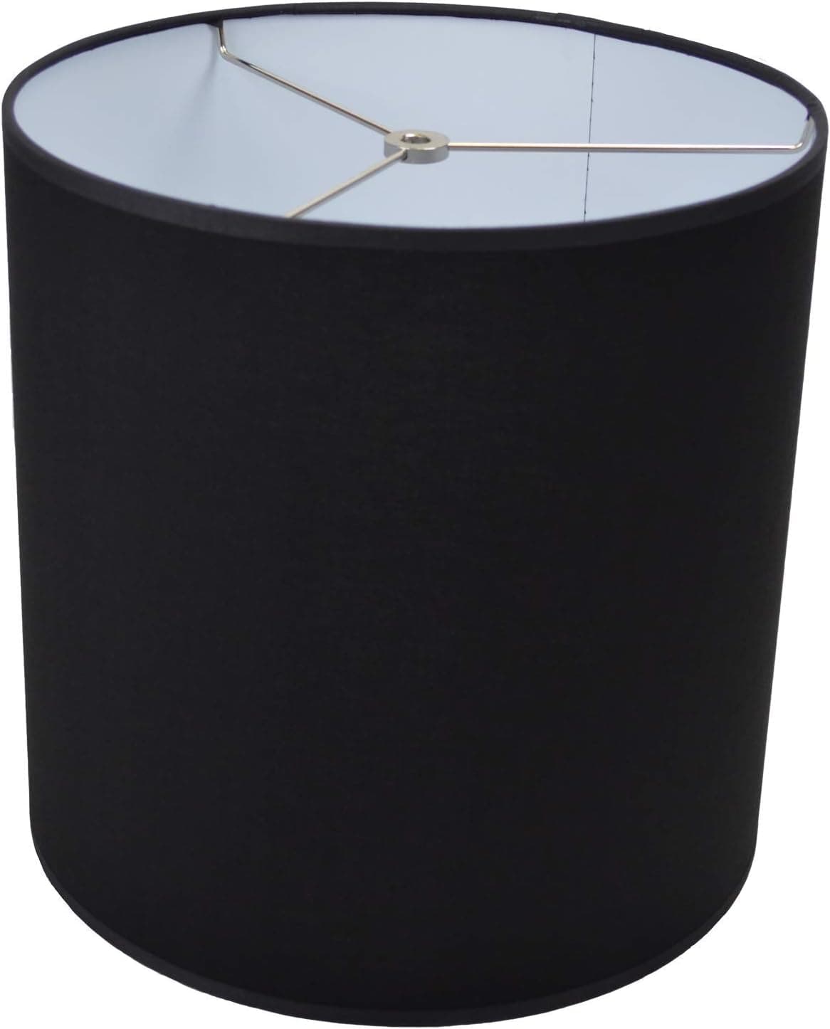 FenchelShades.com 12" Top Diameter x 12" Bottom Diameter 12" Height Cylinder Drum Lampshade USA Made (Linen Black)